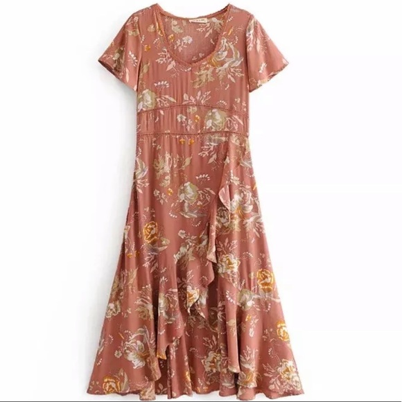Camel Garden Party Boho Floral Dress - Picture 7 of 7